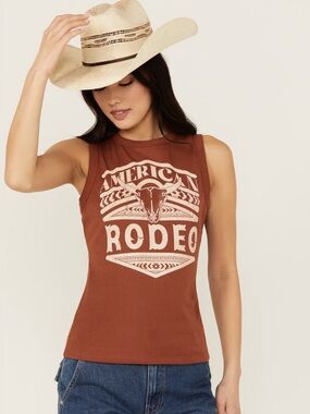 SHYANNE WOMEN'S AMERICAN RODEO RIBBED TANK TOP large nwot